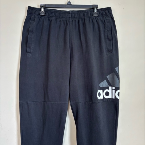 Adidas Performance Men's XL White Logo Black Pull on Slouchy Sweatpants Joggers - Picture 5 of 16
